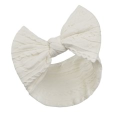 HB112-C: Cream Cable Headband w/Bow